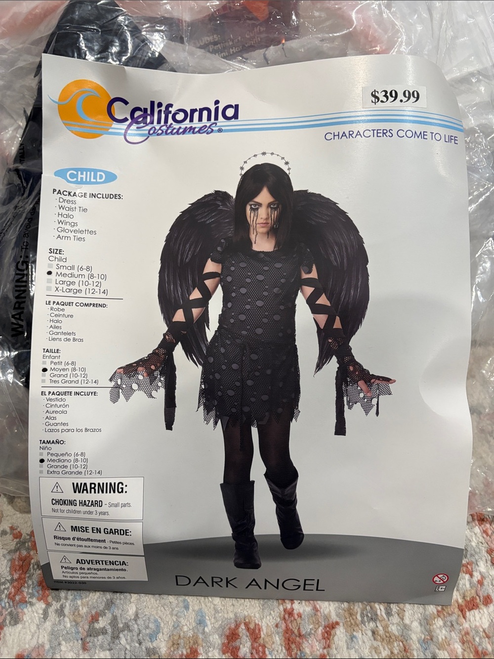 California Costumes Child Dark Angel Costume - Black